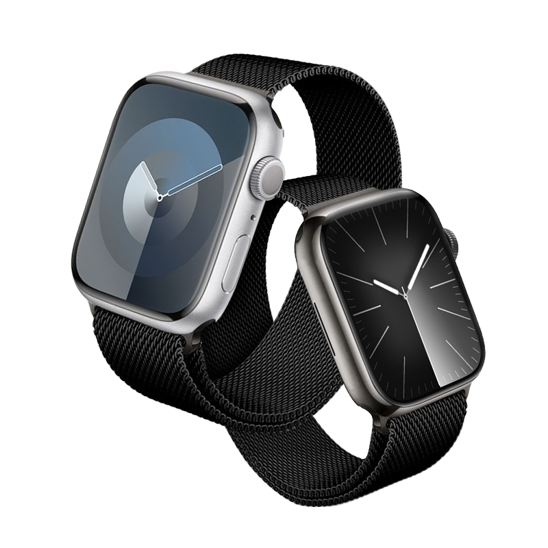 Pasek Apple Watch 45mm ze stali nierdzewnej w kolorze czarnym - Crong Milano Steel