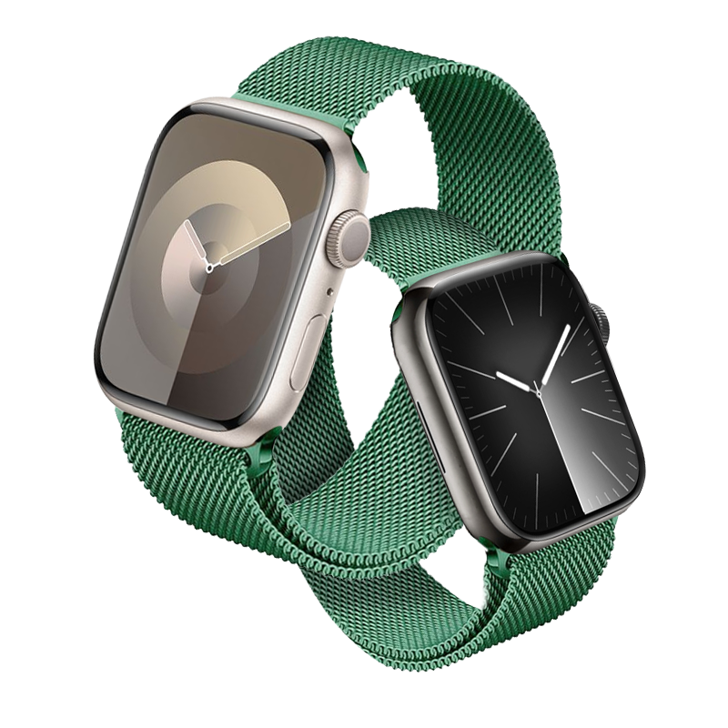 Pasek Apple Watch 41mm ze stali nierdzewnej w kolorze zielonym - Crong Milano Steel