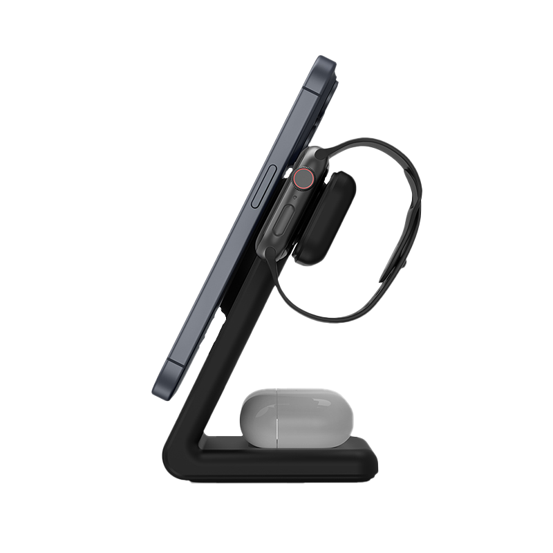 Ładowarka MagSafe 3w1 do iPhone, Apple Watch, AirPods - Crong MagSpot Pivot Stand