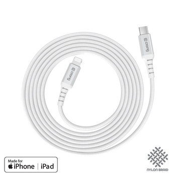 Crong Armor Link - USB-C Lightning Fast Charging MFi Cable 150cm (white)