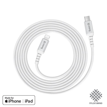 Crong Armor Link - USB-C Lightning Fast Charging MFi Cable 150cm (white)