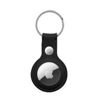 Crong Leather Case with Key Ring - Leather protective key ring case for Apple AirTag (black)