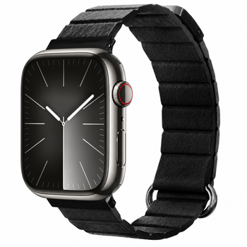 Crong Eclipse - Correa magnética de cuero para Apple Watch (44/45/46/49 mm, negra)
