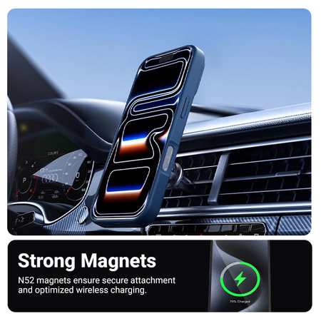 Funda Crong Hybrid Matte Magnetic MagSafe para iPhone 17 Pro Max (azul marino)