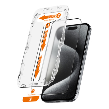 Crong EasyShield 2er-Pack - Gehärtetes Glas für iPhone 15 Pro (2 Stück)