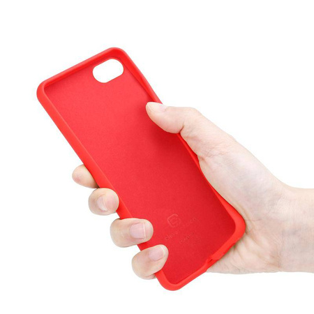 Etui Crong Color Cover do iPhone SE 2020 / 8 / 7 Silikonowe Czerwone z Mikrofibrą