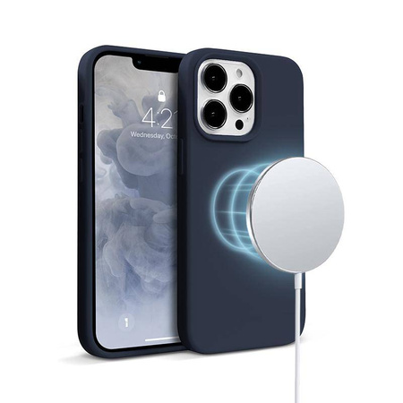 Crong Color Cover Magnetic - Silikonhülle für iPhone 13 Pro Max (navy blau)