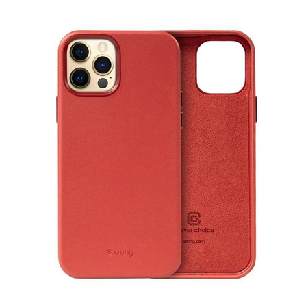 Crong Essential Cover - Ledertasche für iPhone 12 Pro Max (rot)