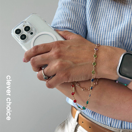 Smycz do Telefonu Crong Phone Charm Łańcuszek na Nadgarstek z Kamieniami Rainbow Gems