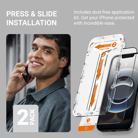 Szkło Prywatyzujące do iPhone 16e / iPhone 14 / iPhone 13 / iPhone 13 Pro Crong EasyShield Ochronne na Ekran 2szt. + Ramka