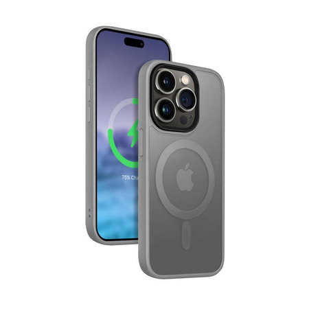 Etui Crong Hybrid Frost MAG Cover do iPhone 15 Pro Max Matowe Szare Plecki