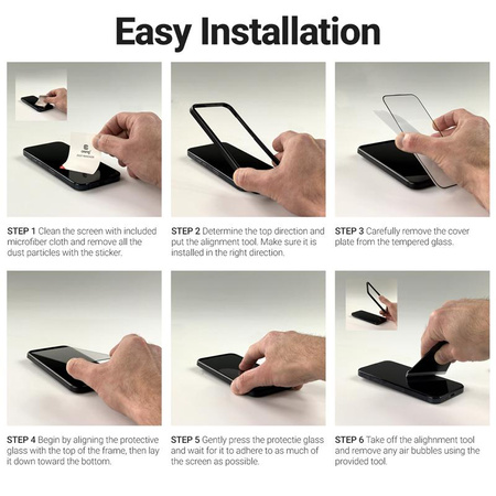 Crong 3D Armour Glass - 9H gehärtetes Full-Glue-Glas für iPhone 16 / iPhone 15 + Installationsrahmen