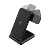 Crong PowerSpot Pivot Stand - Caricabatterie wireless 3 in 1 per iPhone, Samsung e Android, Galaxy Watch e cuffie TWS (nero)