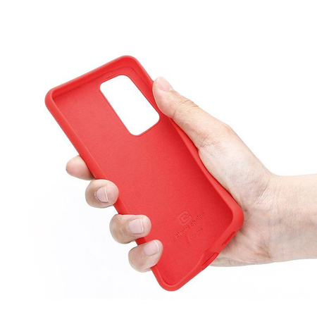 Etui Crong Color Cover do Huawei P40 Silikonowe Czerwone z Mikrofibrą
