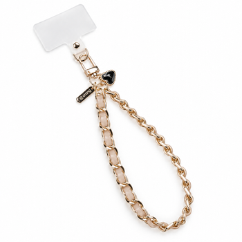 Crong Phone Charm Beige Twist – correa de muñeca para móvil con cadena dorada