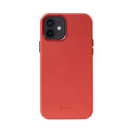 Etui Crong Essential Cover do iPhone 12 / 12 Pro Skórzane Czerwone Plecki