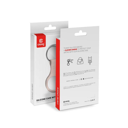 Etui Crong Silicone Case with Key Ring do Apple AirTag 1/2 Silikonowy Brelok Piaskowy Róż
