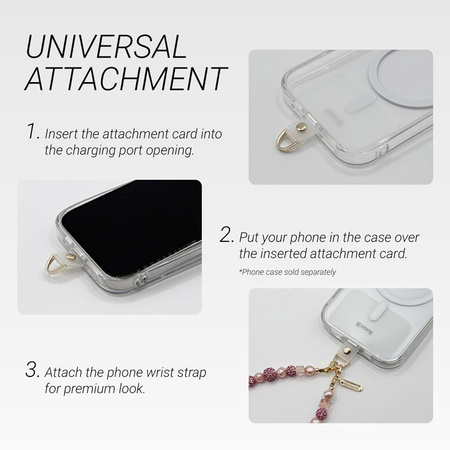 Smycz do Telefonu Crong Phone Charm Łańcuszek na Nadgarstek z Kamieniami Rainbow Gems
