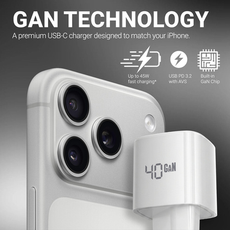 Crong NEO GaN Charger - USB-C 40W PD Charger with AVS (White)