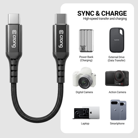 Crong Armor Link USB-C to USB-C Cable 60W PD 10Gbps 25cm black