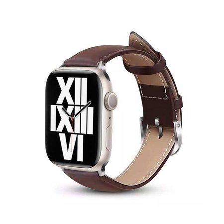 Crong Noble Band - Naturlederarmband für Apple Watch 42/44/45/49 mm (Espresso)