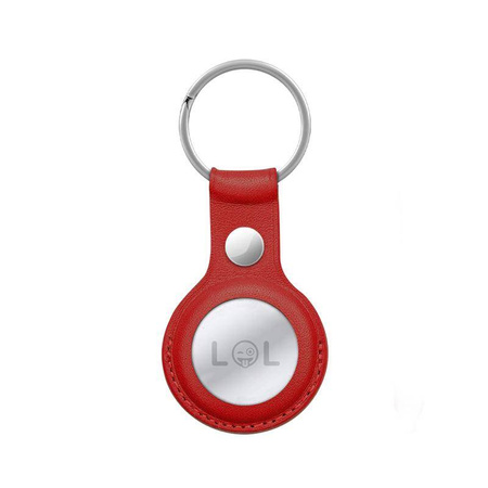 Etui Ochronne do Apple AirTag Skórzany Brelok Crong Leather Case with Key Ring Czerwony