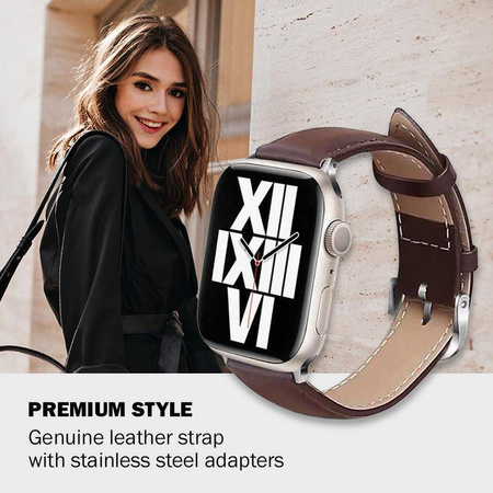 Correa Crong Noble Band de piel auténtica para Apple Watch de 44/45/46/49 mm (Espresso)