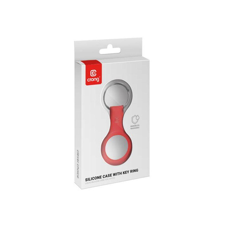 Crong Silicone Case with Key Ring - Protective Keyring Case for Apple AirTag (red)