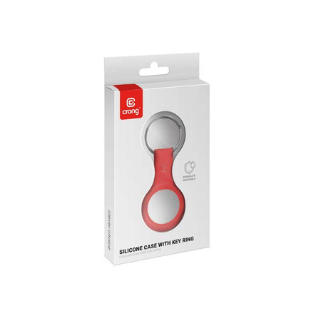Etui Crong Silicone Case with Key Ring do Apple AirTag 1/2 Silikonowy Brelok Czerwony