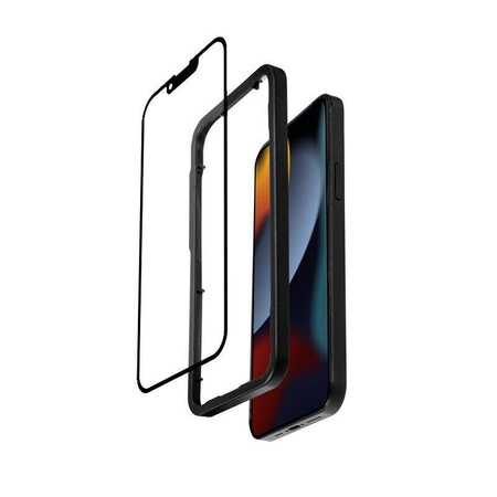 Crong Anti-Bakterielles 3D Panzerglas - 9H vollflächiges gehärtetes Glas für iPhone 14 / iPhone 13 / iPhone 13 Pro + Einbaurahmen