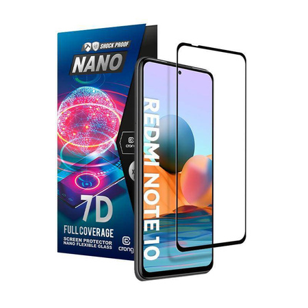 Crong 7D Nano Flexibles Glas - Bruchsicheres 9H Hybridglas für den gesamten Bildschirm des Xiaomi Redmi Note 10 5G