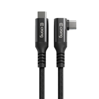 Kabel USB C CRONG Armor Link kątowy 60W PD 3A 5Gbps szybki czarny 1.5m