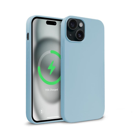Etui Crong Color Cover Magnetic do iPhone 15 MagSafe Silikonowe Niebieskie