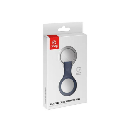 Crong Silikonhülle mit Schlüsselring – Schutzhülle mit Schlüsselanhänger für Apple AirTag 1/2 (marineblau)