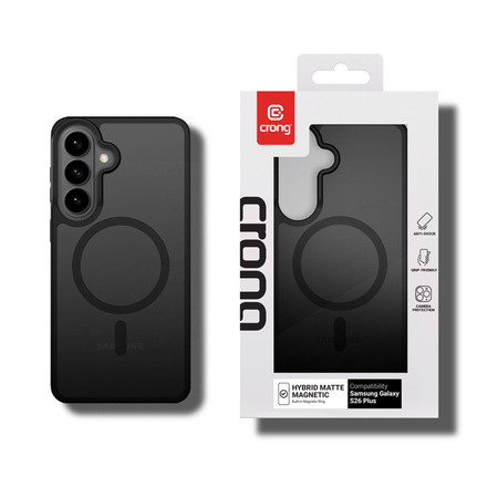 Crong Hybrid Matte Magnetic - MagSafe калъф за Samsung Galaxy S26+ (черен)