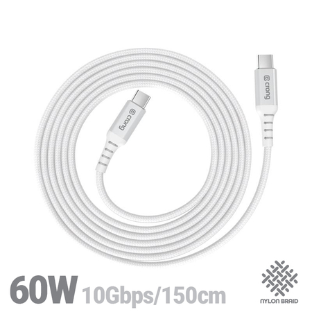 Crong Armor Link - 60W PD 3A USB-C na USB-C kabel 150cm (bílý)
