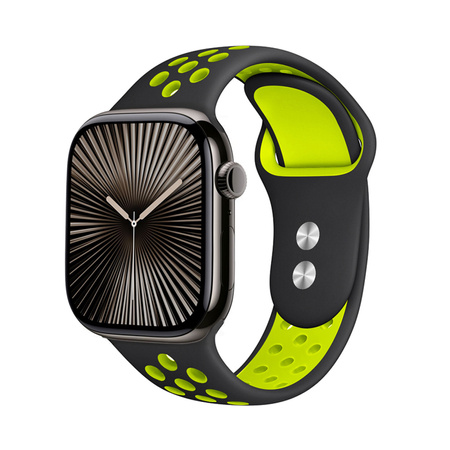 Crong Duo Sport - Pasek do Apple Watch 38/40/41 mm (czarny/limonkowy)