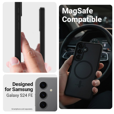 Funda Crong Hybrid Matte Magnetic - MagSafe para Samsung Galaxy S24 FE (negra)