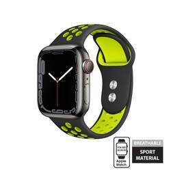 Crong Duo Sport - Řemínek pro Apple Watch 42/44/45/49 mm (černý/limetkový)