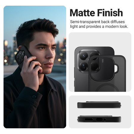 Crong Hybrid Matte Magnetic - Custodia MagSafe per Xiaomi 15T Pro (Nero)