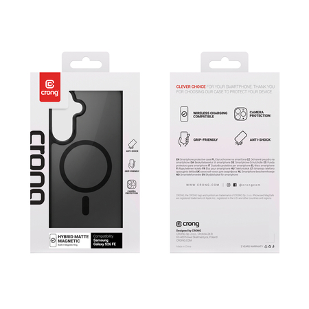 Etui CRONG Hybrid MATTE™ Magnetic MagSafe do Samsung Galaxy S26 FE czarne