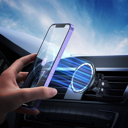 Uchwyt Samochodowy MagSafe do Telefonu na Kratkę Nawiewu Crong Carclip Magnetic Czarny