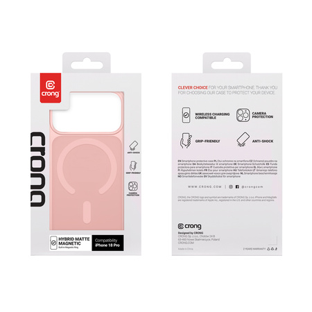 Husă Crong Hybrid MATTE™ Magnetic pentru iPhone 18 Pro / 17 Pro MagSafe Roz