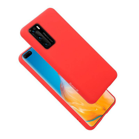 Etui Crong Color Cover do Huawei P40 Silikonowe Czerwone z Mikrofibrą