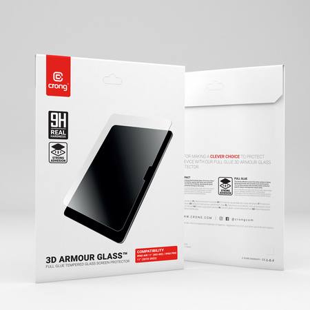Crong 3D Armor Glass – Закалено стъкло за iPad Air 11” M3 (2025) / iPad Air 11” M2 (2024) / iPad Pro 11" (2022-2018)