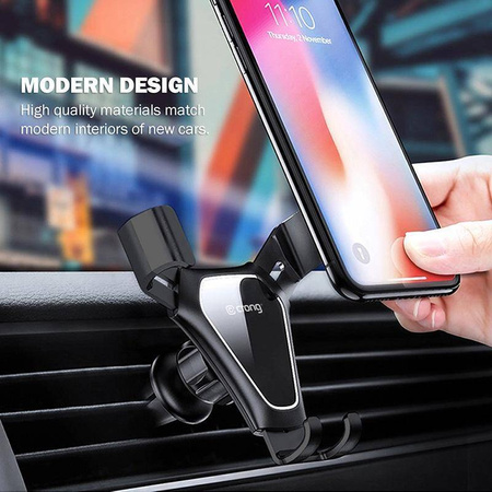 Uchwyt Samochodowy do Telefonu na Kratkę Nawiewu Crong Gravity Auto-Clip Car Holder Czarny