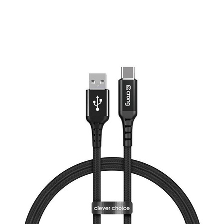 Crong Armor Link - 60W 3A kabel pro rychlé nabíjení z USB-A na USB-C 150 cm (černý)