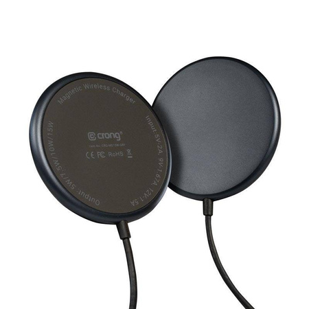 Crong MagSpot Wireless Charger – Aluminum MagSafe 15W Inductive Charger (Graphite)