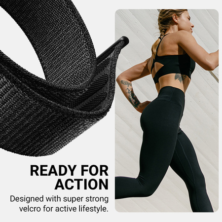 Correa deportiva Crong de nailon para Apple Watch de 44/45/46/49 mm (Midnight Run)