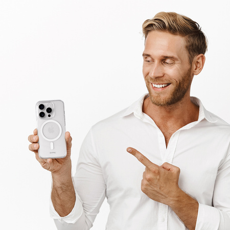 Funda Crong Clear MAG - Funda MagSafe para iPhone 16 (Transparente)